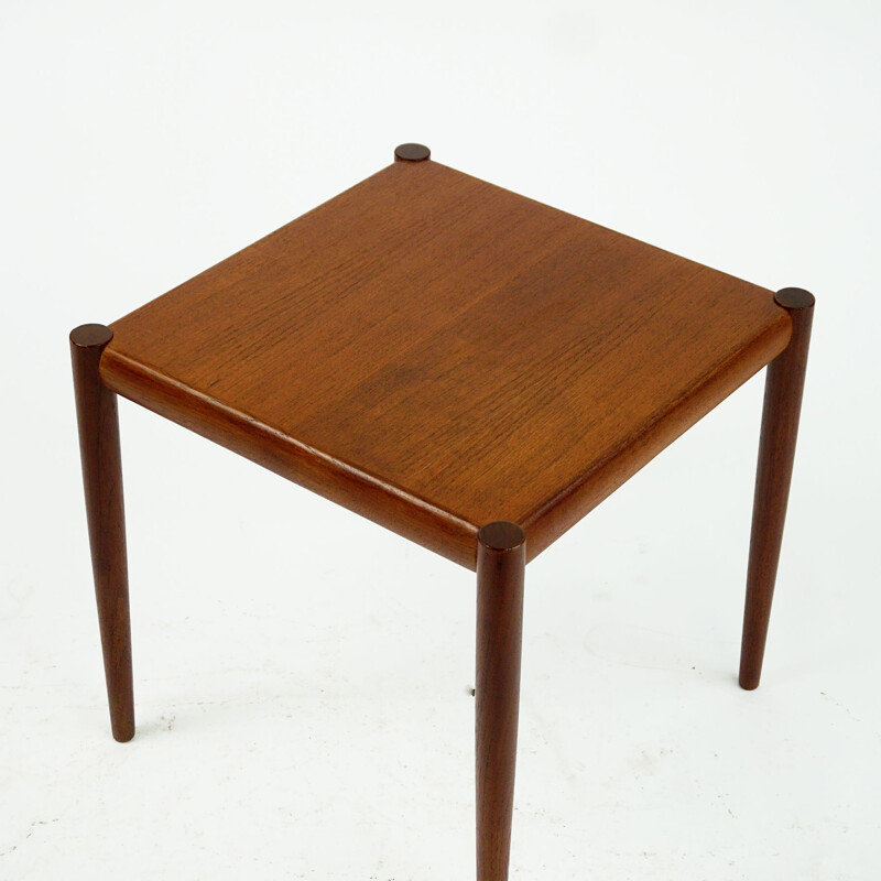 Vintage Scandinavian square teak side table, Denmark 1960s