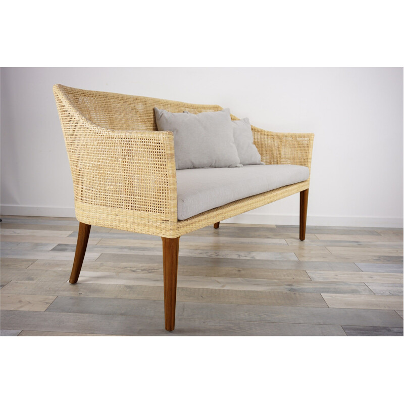 Vintage 3-Sitzer-Sofa aus geflochtenem Rattan und Holz
