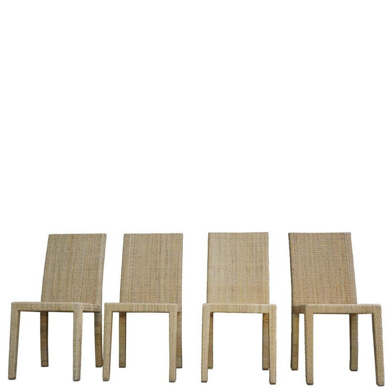 Lot de 4 chaises Art Déco vintage par Jean Michel Frank & Adolphe Chanaux pour Ecart International