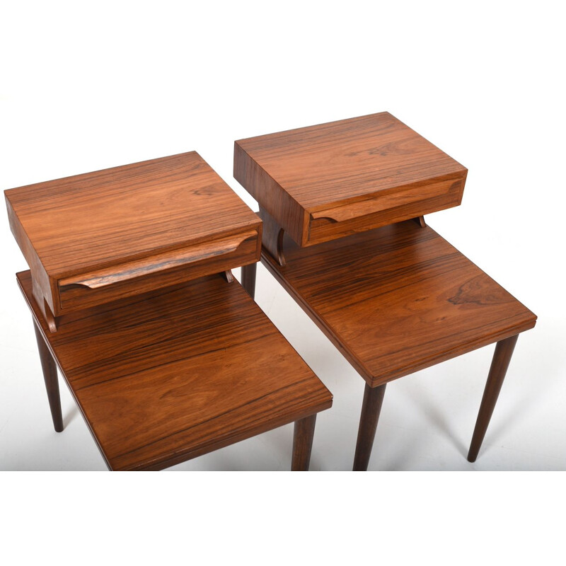 Pair of vintage Danish teak bunk night stands, 1950s