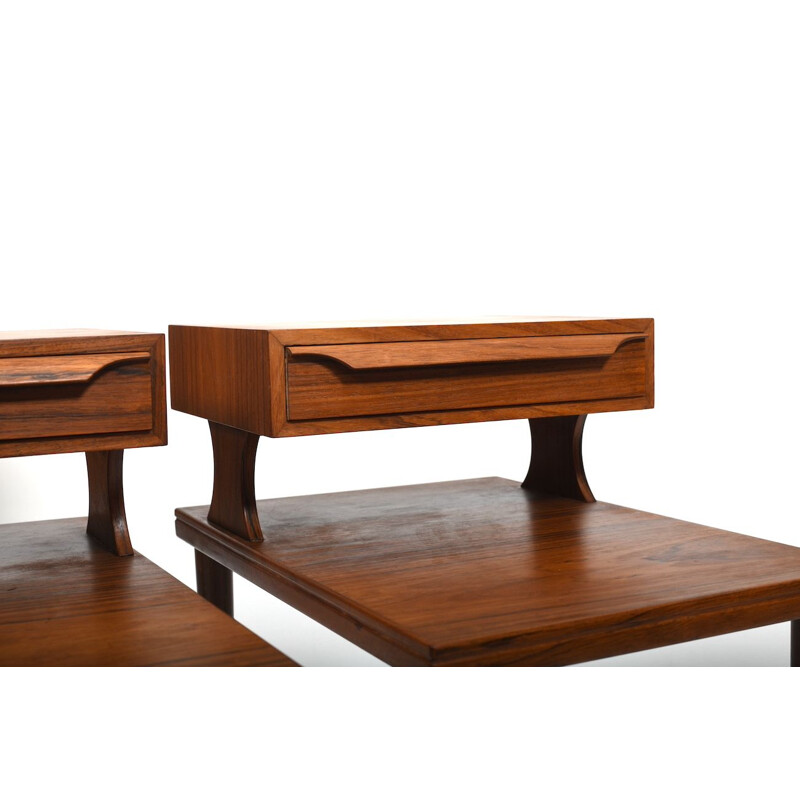 Pair of vintage Danish teak bunk night stands, 1950s