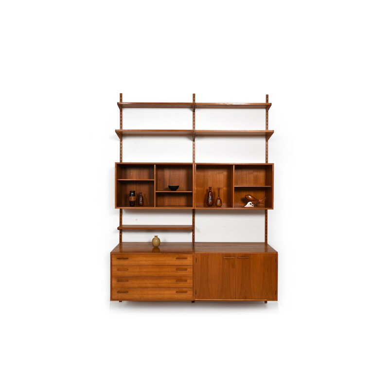 Vintage teak wall system shelf by Kai Kristiansen for Feldballes Møbelfabrik, 1960s