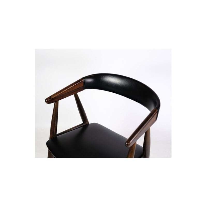 Ensemble de 4 chaises vintage en palissandre et cuir noir par Aksel Bender et Ejnar Larsen, 1960