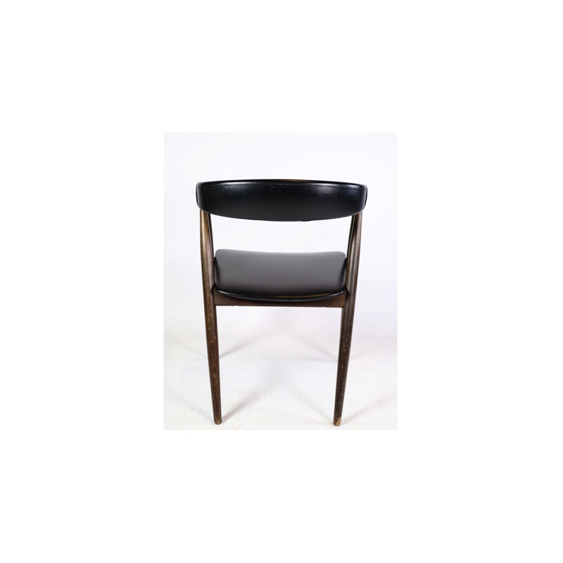 Set of 4 vintage chairs in black leather and rosewood by Aksel Bender and Ejnar Larsen, 1960s