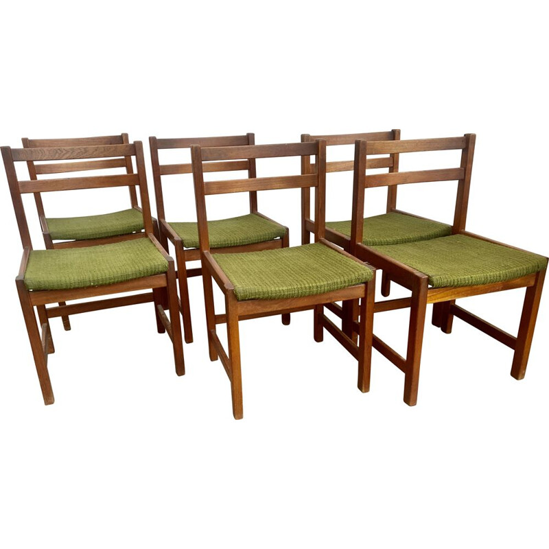 Conjunto de 6 cadeiras de madeira de teca vintage por Ulferts Tibro, Suécia 1960