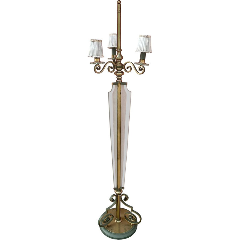 Vintage art deco brass and bronze floor lamp