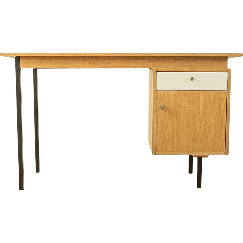 Vintage ash wood desk by Ge-el Möbel, Germany 1960