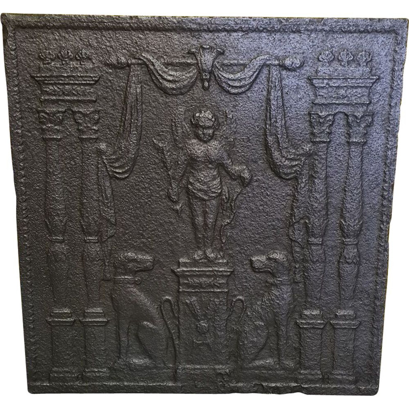 Vintage cast iron fireback from the French Empire period