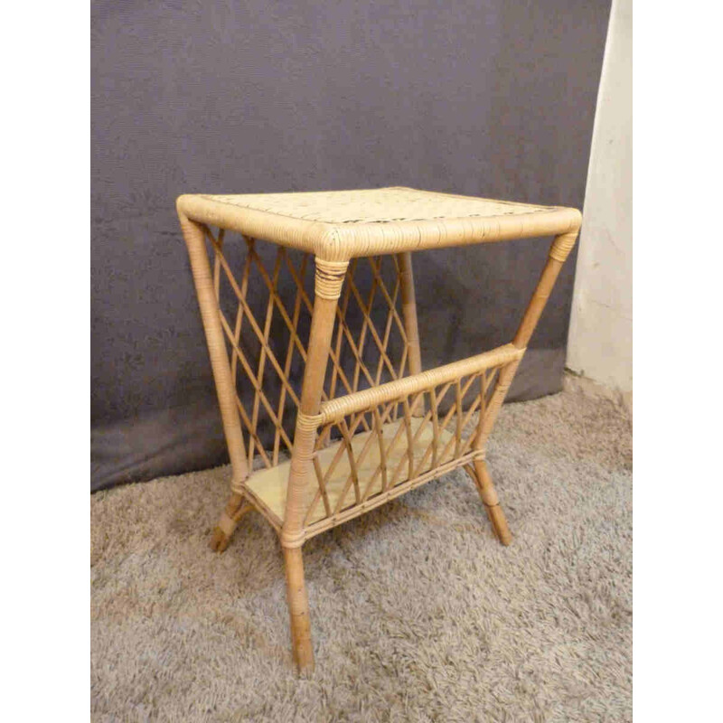 Mid-century rattan magazine rack - 1970s