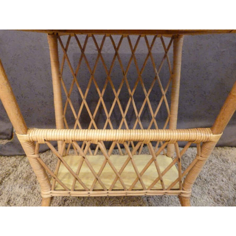 Mid-century rattan magazine rack - 1970s