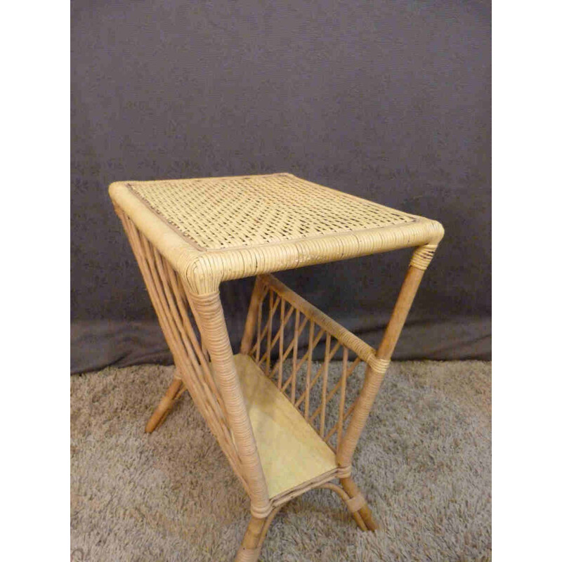 Mid-century rattan magazine rack - 1970s