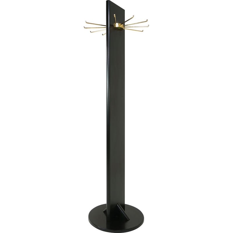 Vintage black and brass swivel coat rack