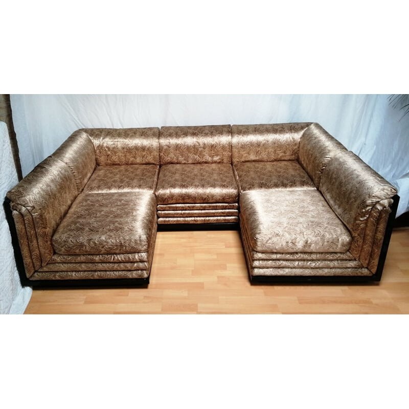 Vintage silk modular sofa by Pierre Cardin, 1970-1980s