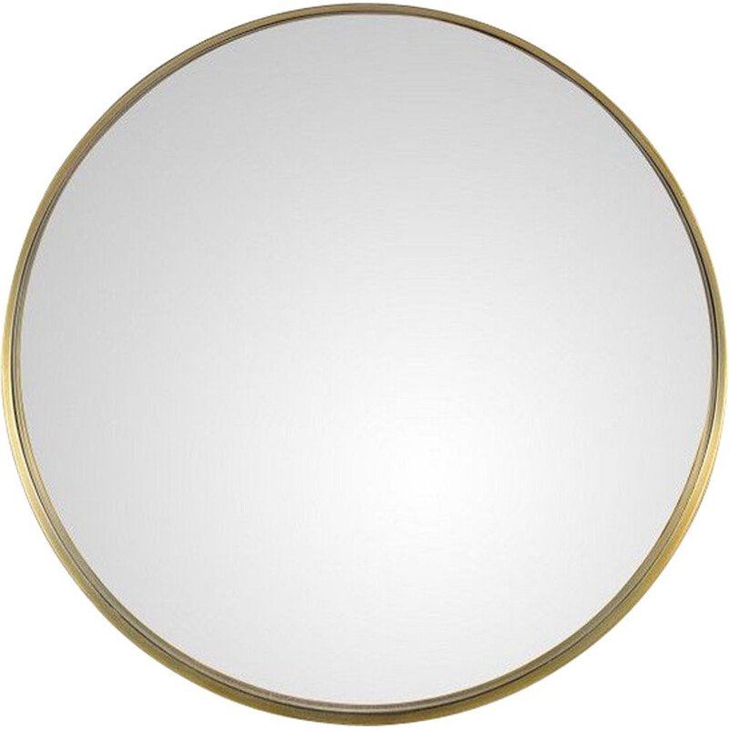 Round vintage brass mirror