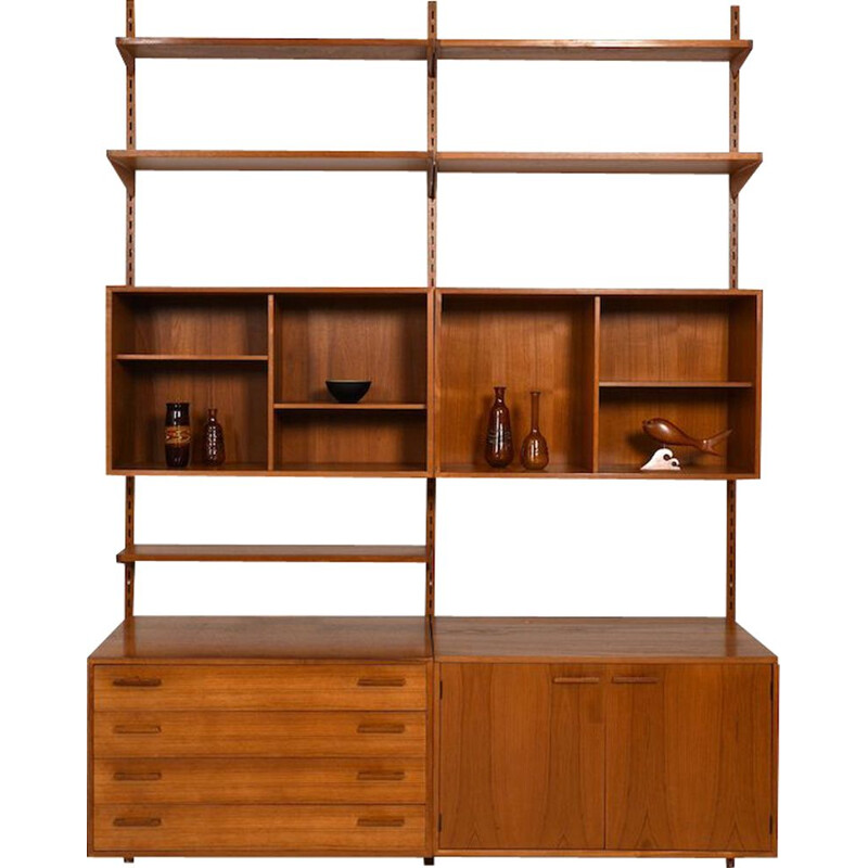 Vintage teak wall system shelf by Kai Kristiansen for Feldballes Møbelfabrik, 1960s