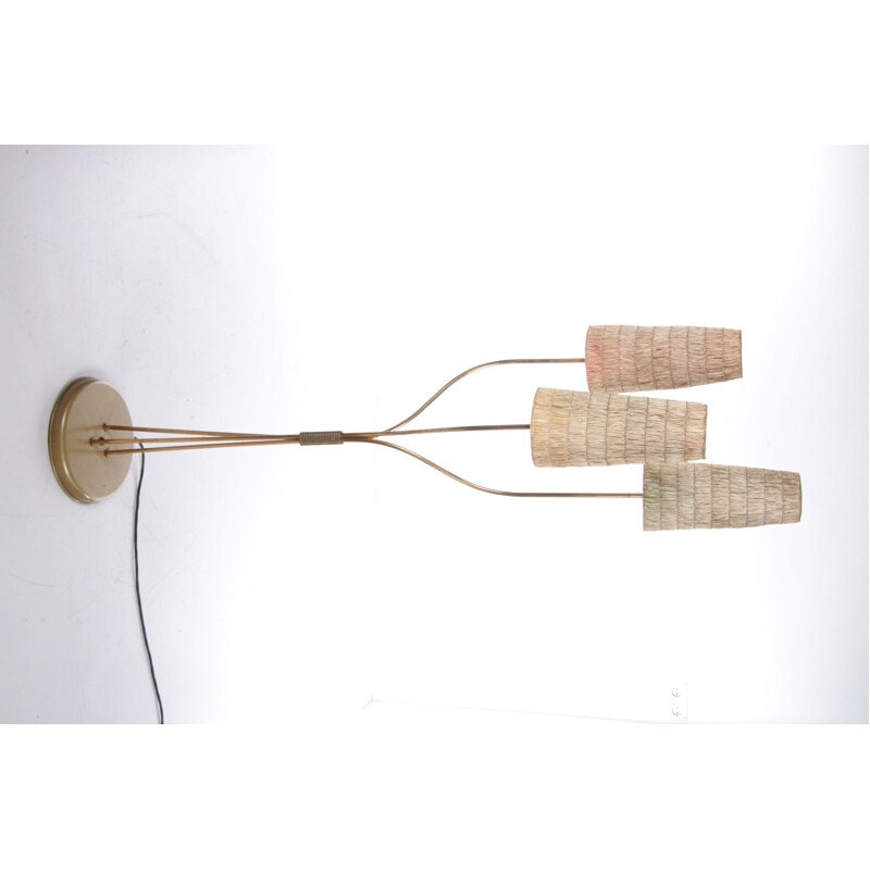 Vintage floor lamp with three Sissal shades, Germany 1960s