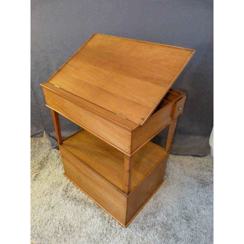 Small drawing desk and cabinet in cherry wood - 1930s
