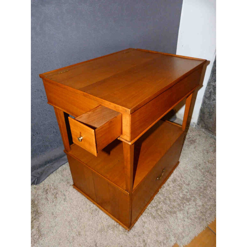 Small drawing desk and cabinet in cherry wood - 1930s