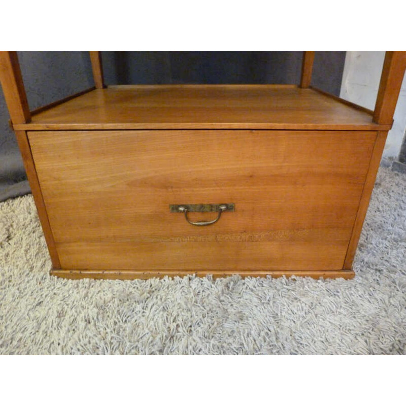 Small drawing desk and cabinet in cherry wood - 1930s