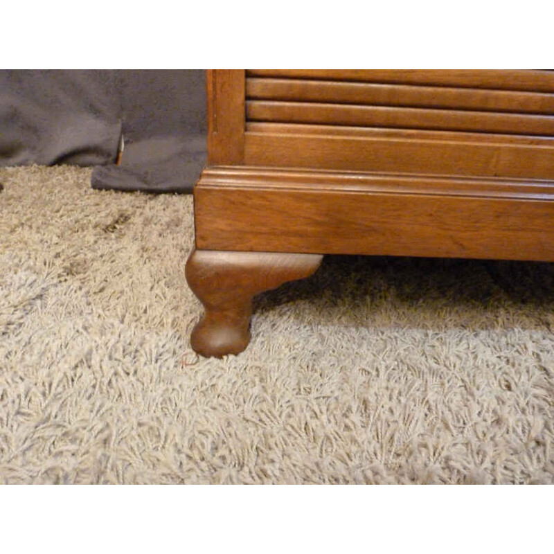 Small American cabinet in walnut with tambour door - 1930s