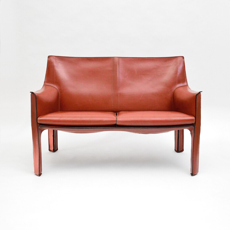 Sofá-cama de 2 lugares Cabina 414 vintage leather de Mario Bellini para Cassina,1977
