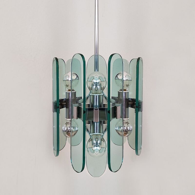 Vintage Murano glass chandelier by Veca, Italy 1970