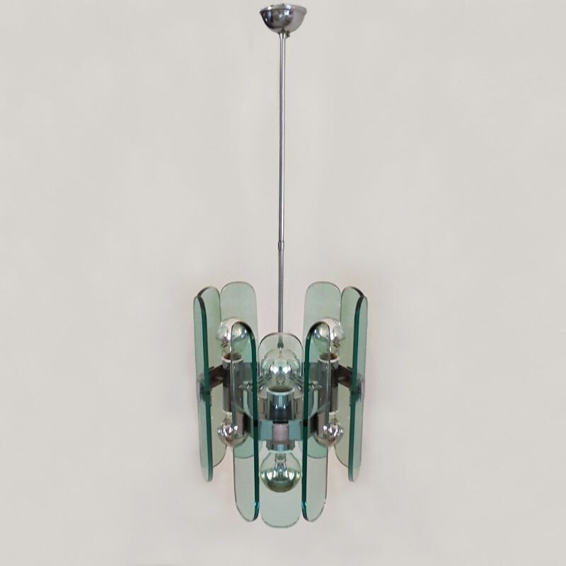 Vintage Murano glass chandelier by Veca, Italy 1970