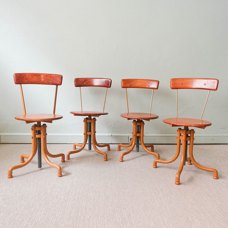 Set of 4 vintage Portuguese stools, Portugal 1950s