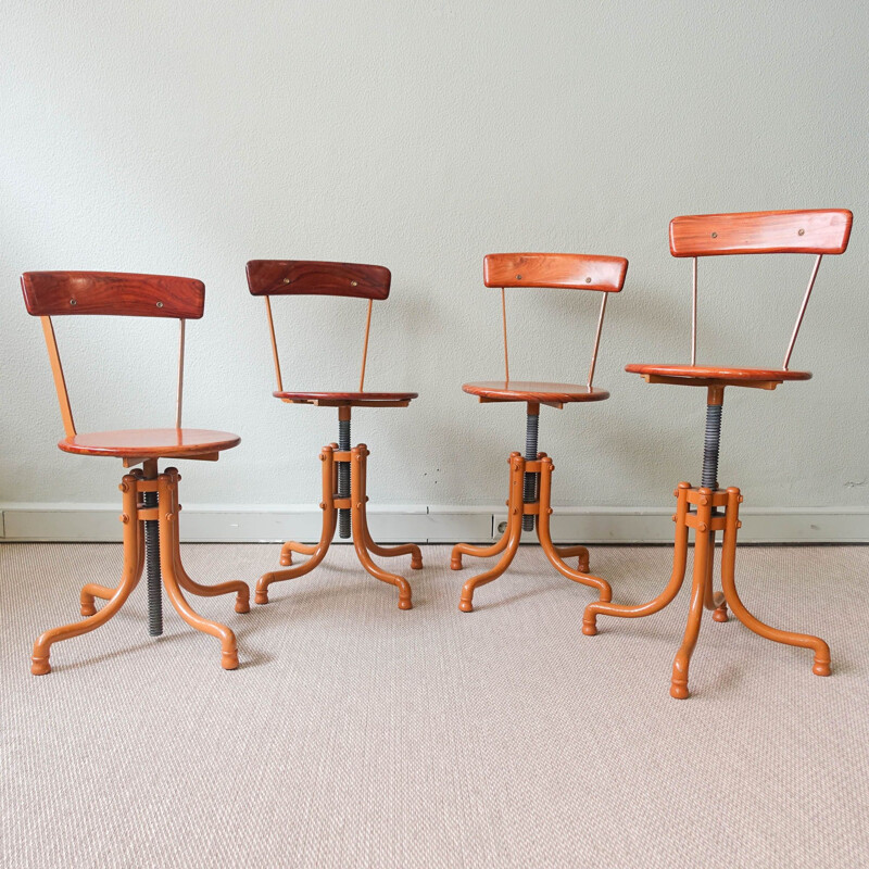 Set of 4 vintage Portuguese stools, Portugal 1950s