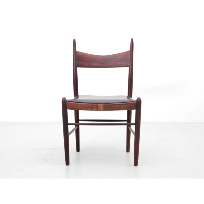 Juego de 6 sillas escandinavas vintage de palisandro Rio de Vestervig Eriksen para Tromborg Moblerfabrik