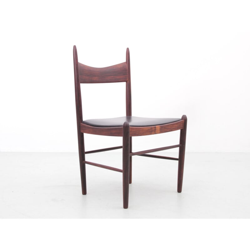 Lot de 6 chaises scandinaves vintage en palissandre de Rio par Vestervig Eriksen pour Tromborg Moblerfabrik
