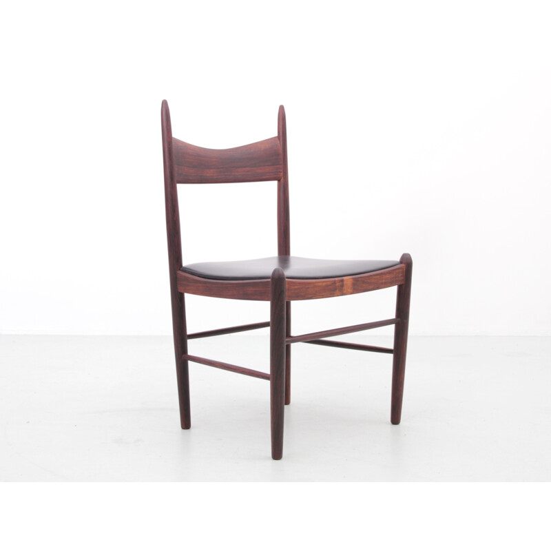 Set of 6 Scandinavian vintage chairs in Rio rosewood by Vestervig Eriksen for Tromborg Moblerfabrik