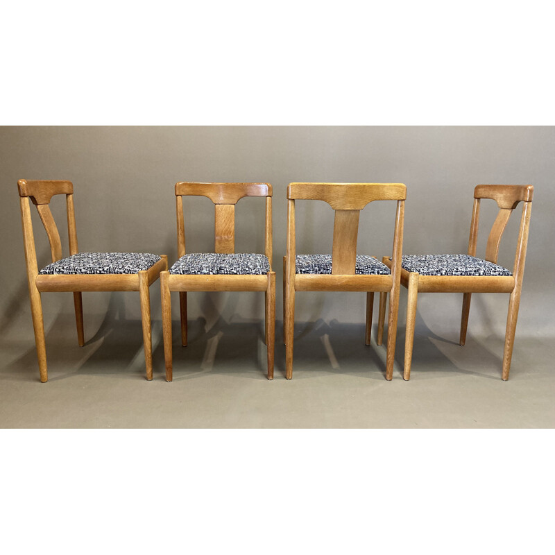 Ensemble de 4 chaises scandinave vintage en chêne, 1950