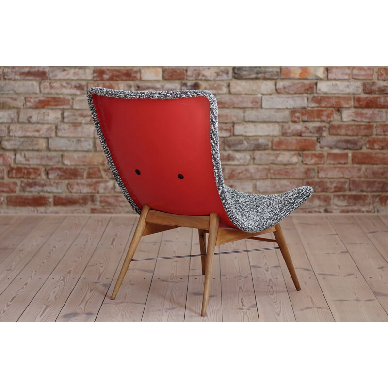 Vintage lounge chair in Sahco fabric by Miroslav Navratil for Cesky Nabytek, Czechoslovakia 1959