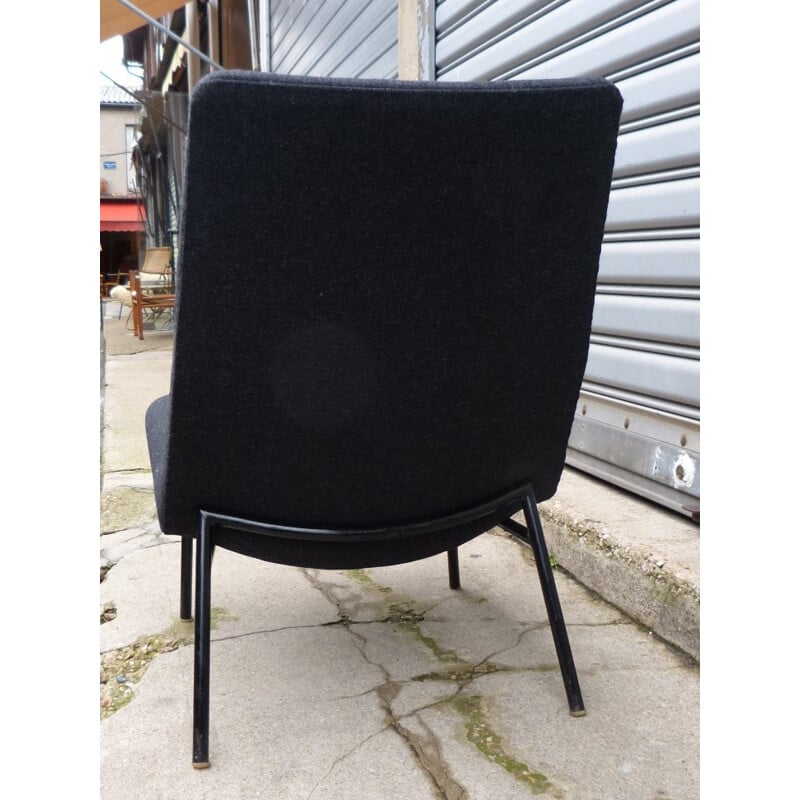 Fauteuil STEINER SK660 noir chiné, Pierre GUARICHE - années 60