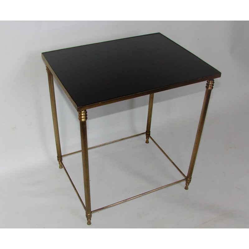 Vintage Auxiliary brass and glass side table, 1960s