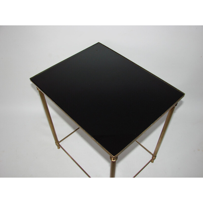 Vintage Auxiliary brass and glass side table, 1960s