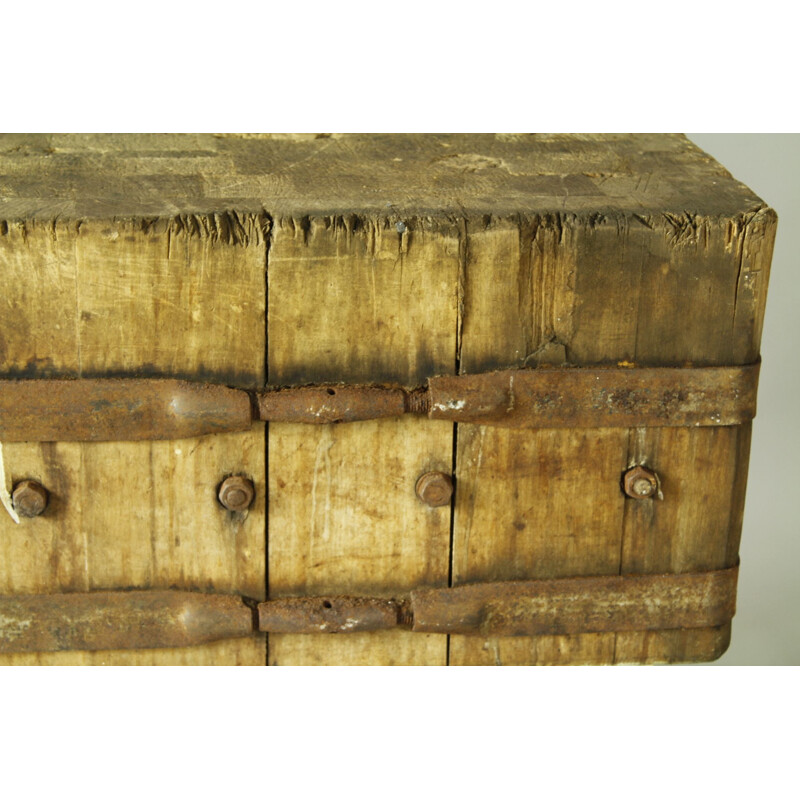 Vintage butcher's chopping block table, 1930s