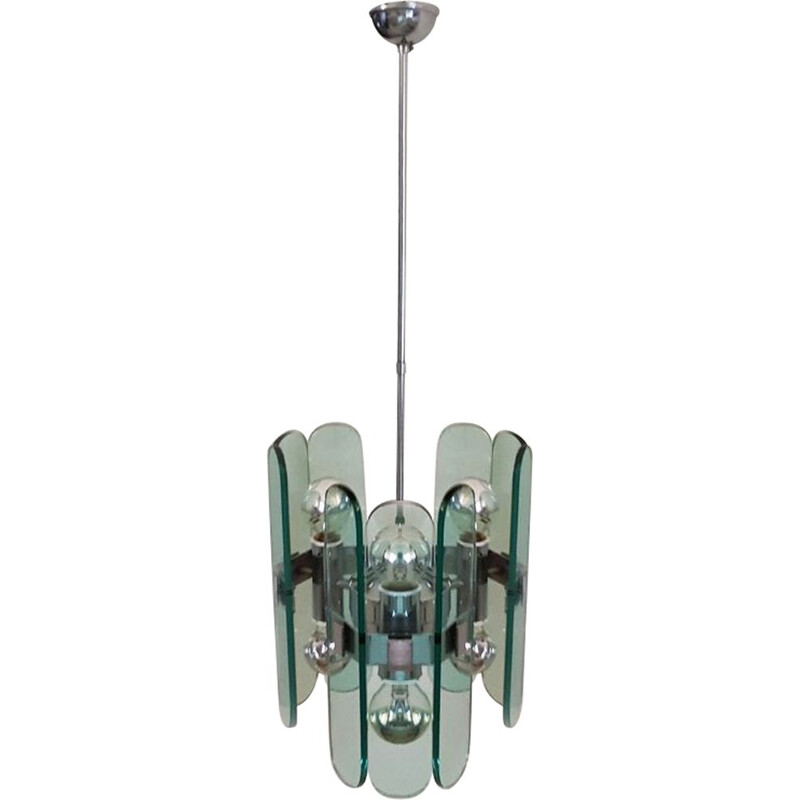 Vintage Murano glass chandelier by Veca, Italy 1970