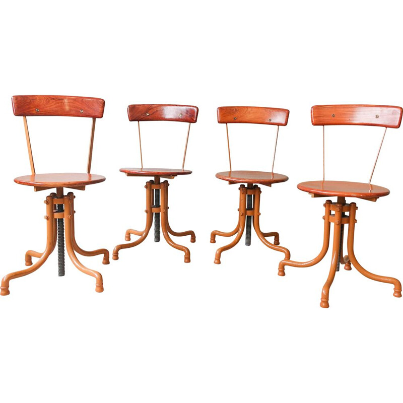Set of 4 vintage Portuguese stools, Portugal 1950s