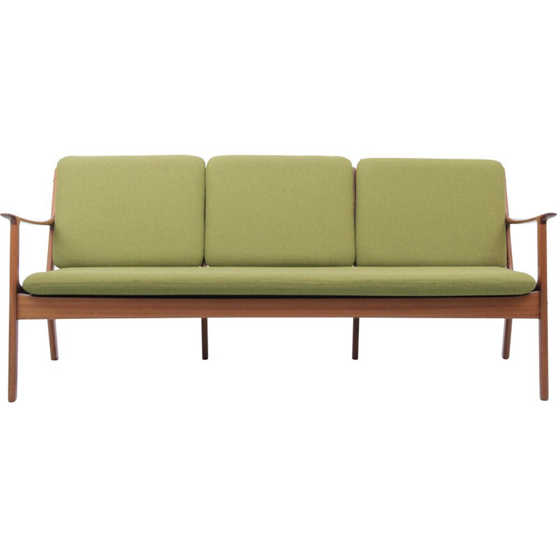 Scandinavian vintage 3 seater bench in blond mahogany model Pj112 by Ole Wanscher for P. Jepesen