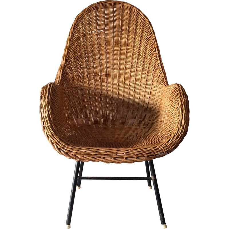 Mid century Scandinavian armchair in rattan - 1950s