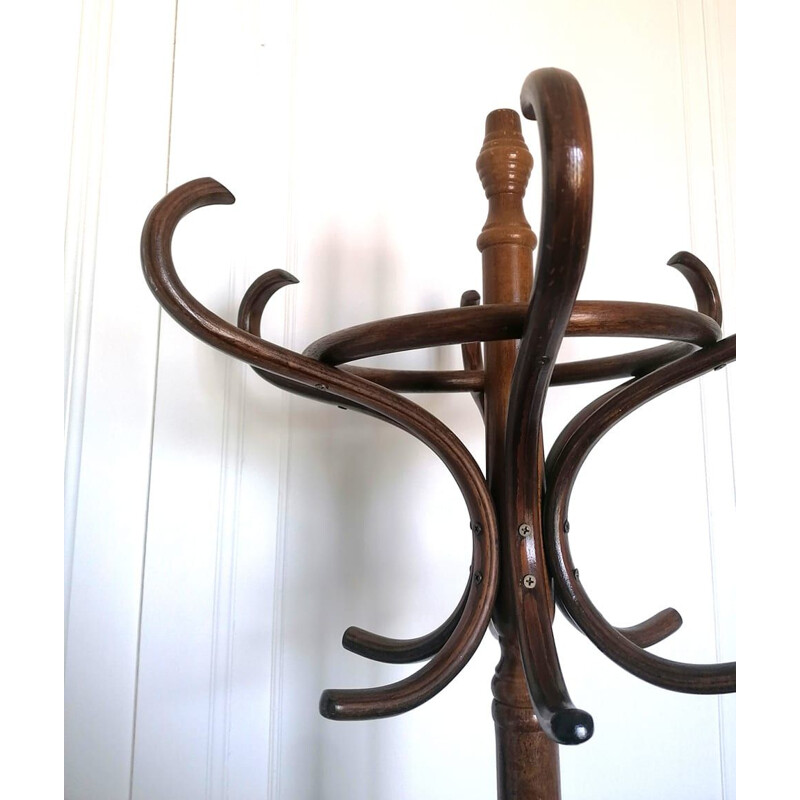 Vintage bistro parrot coat rack in bentwood, 1950s