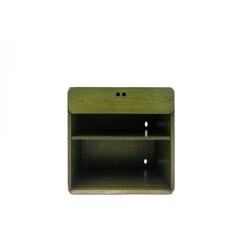Mid-century green wooden chest of drawer by Derk Jan de Vries, Netherlands