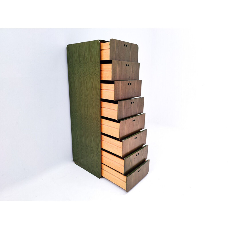 Hohe Vintage-Kommode aus grünem Holz von Derk Jan de Vries