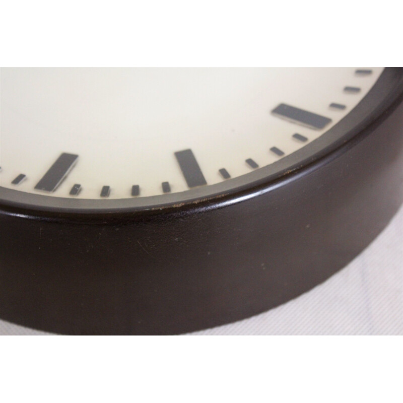 Vintage bakelite railway clock by Pragotron, 1950