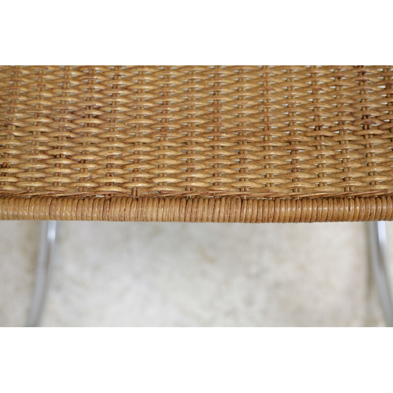 Mr20 Vintage Sessel aus verchromtem Stahlrohr und Rattan von Mies Van der Rohe, 1960