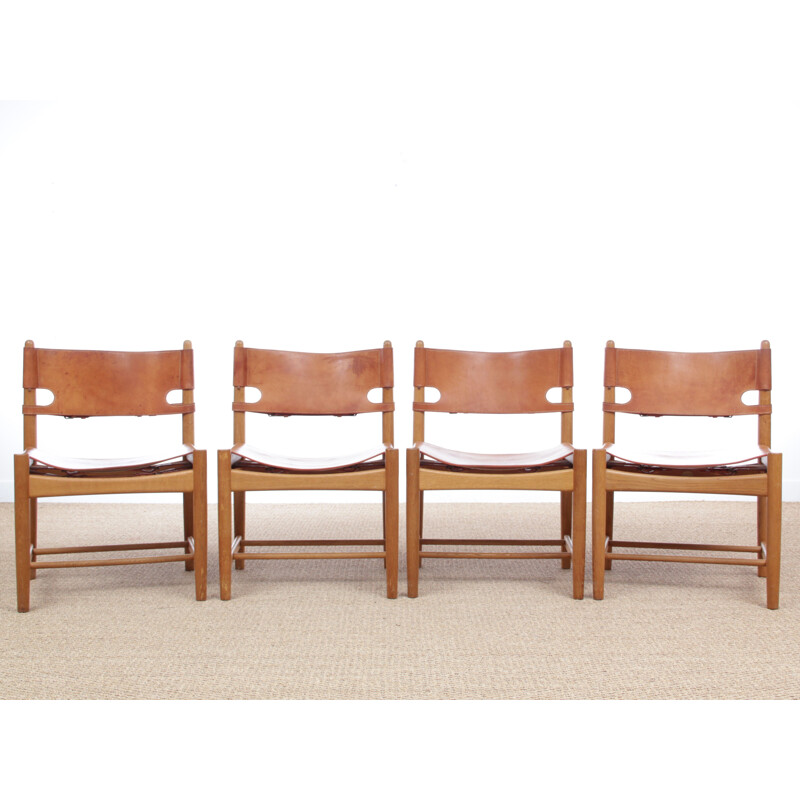 Juego de 4 sillas vintage escandinavas modelo 3237 de Borge Mogensen para Fredericia Furniture