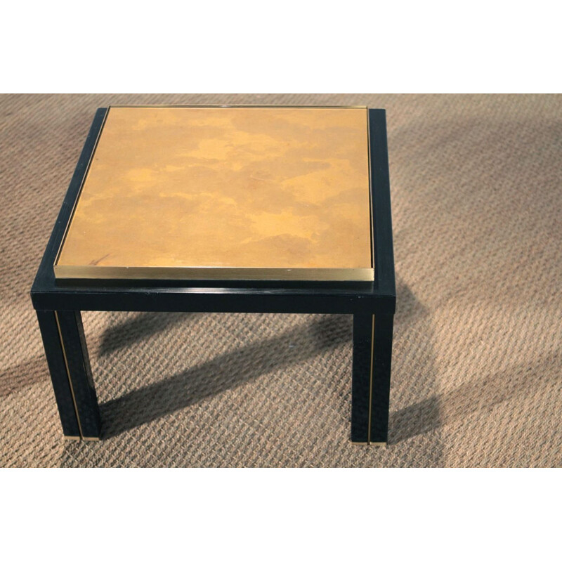 Pair of side tables in brass and black metal - 1970s