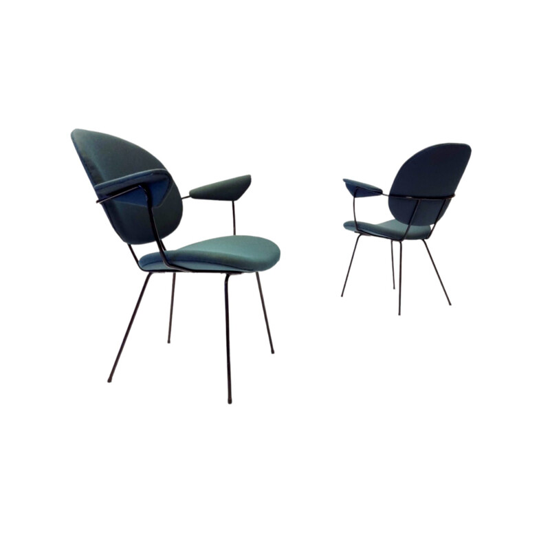 Pair of vintage model 202 dining chairs by W.H. Gispen for Kembo, 1960s